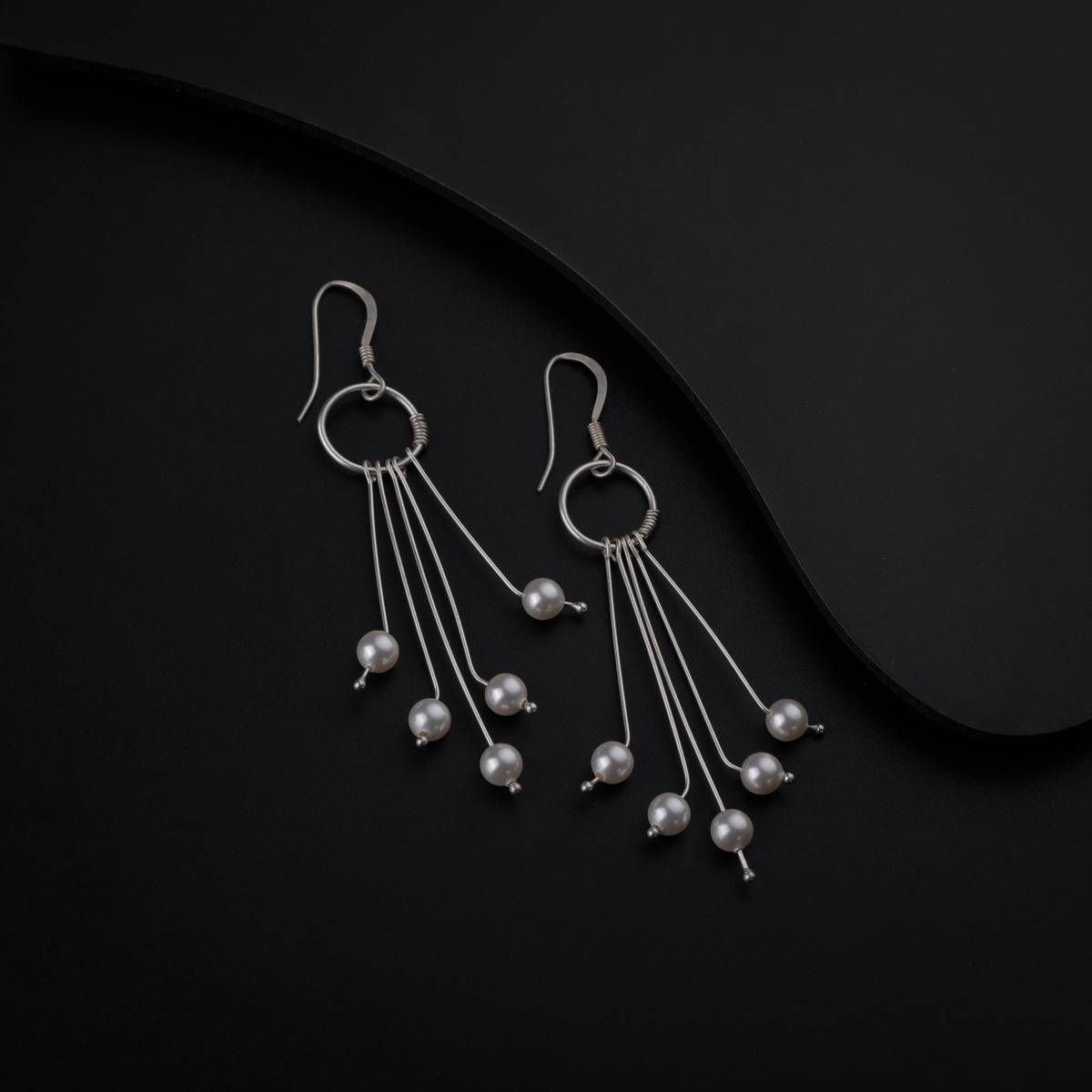 Silver Pearl String Earring