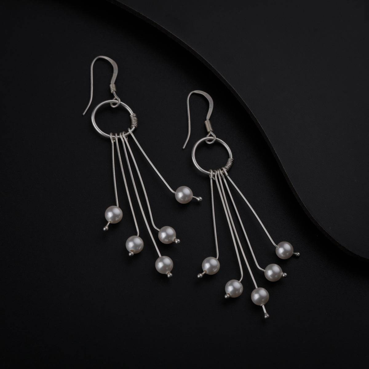 Silver Pearl String Earring