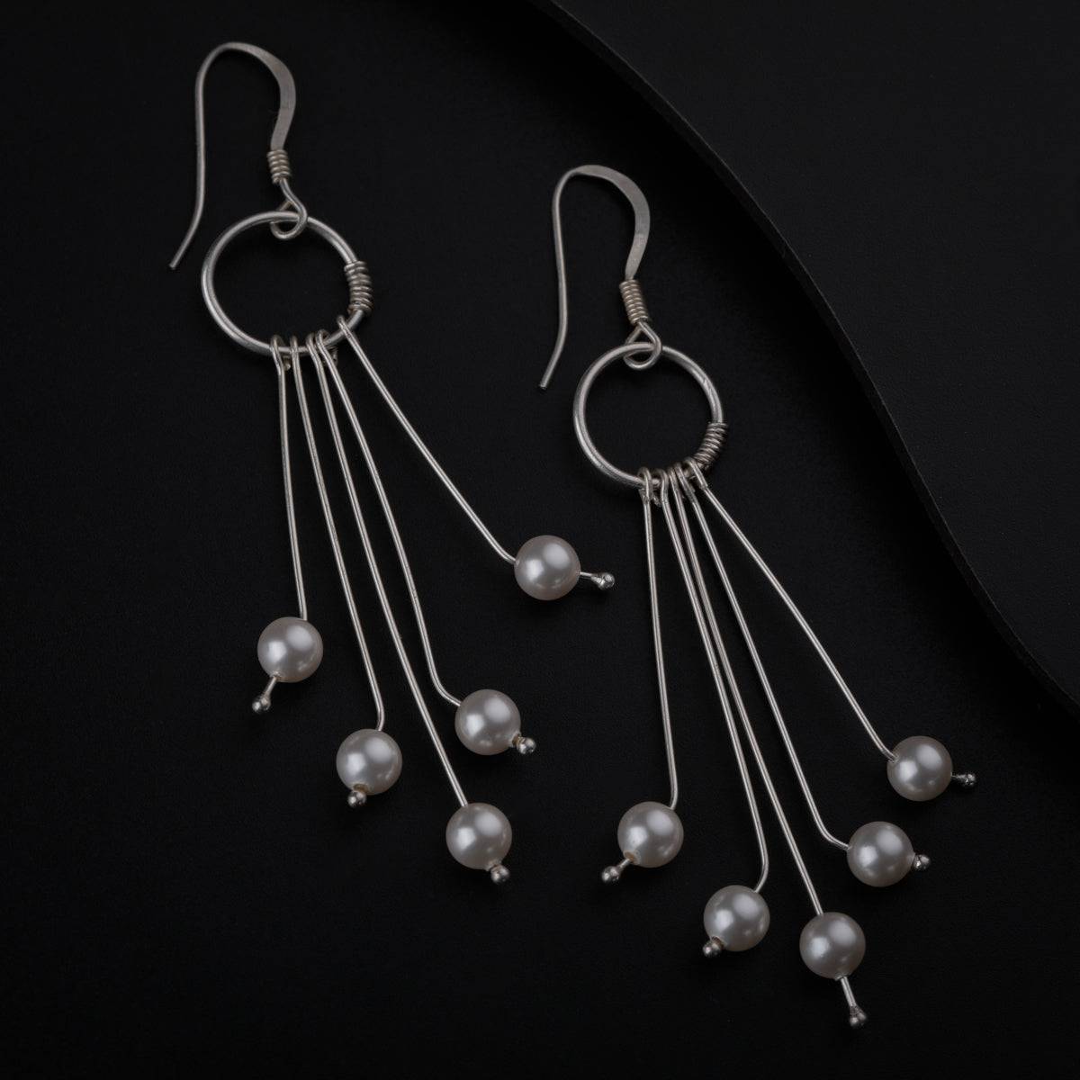 Silver Pearl String Earring