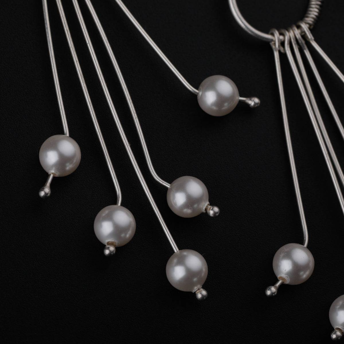 Silver Pearl String Earring