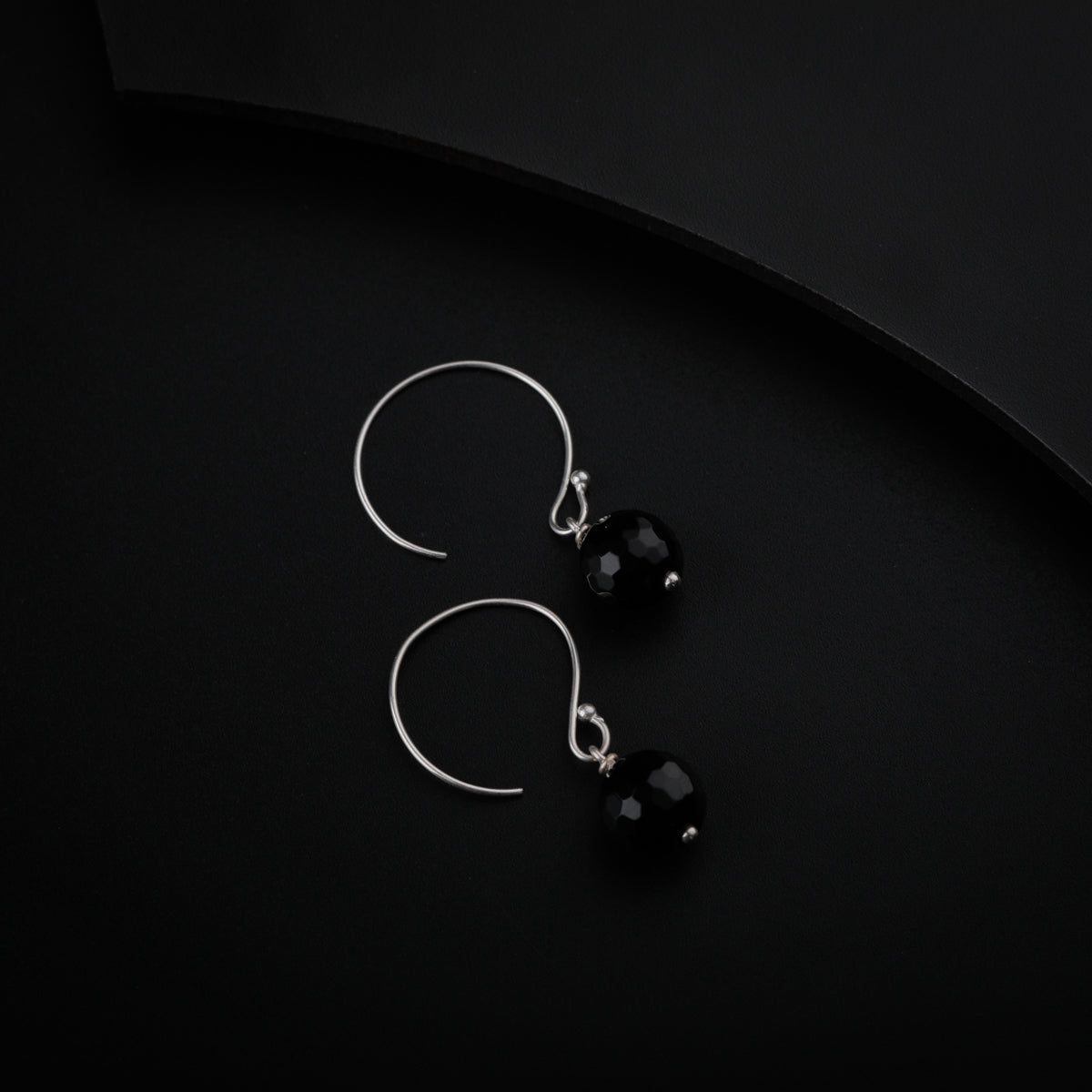 Silver Earring with Black Spinel