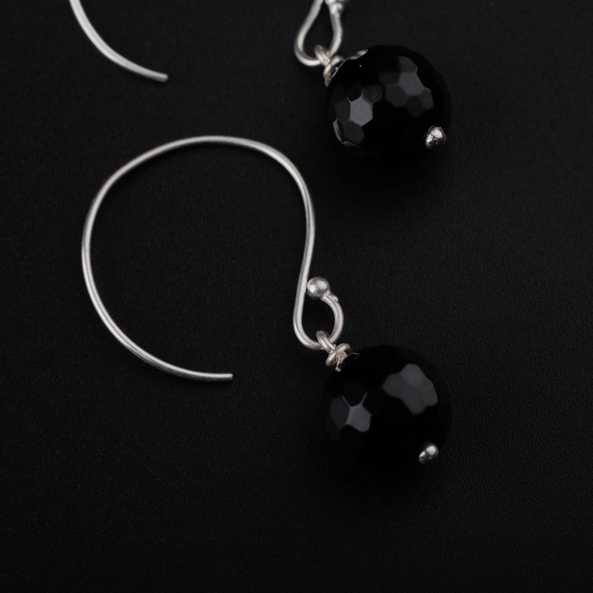 Silver Earring with Black Spinel