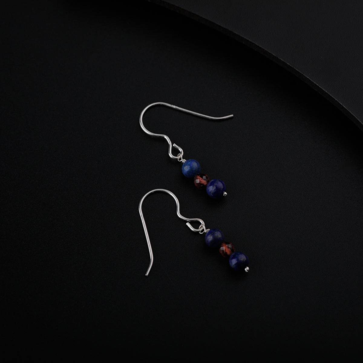 Silver Earrings with Lapis Lazuli and Ruby Stone