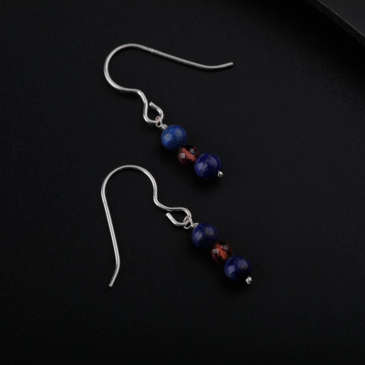 Silver Earrings with Lapis Lazuli and Ruby Stone