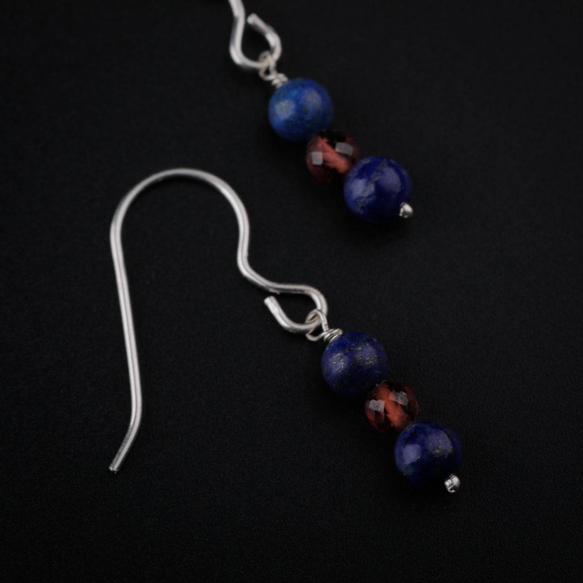 Silver Earrings with Lapis Lazuli and Ruby Stone