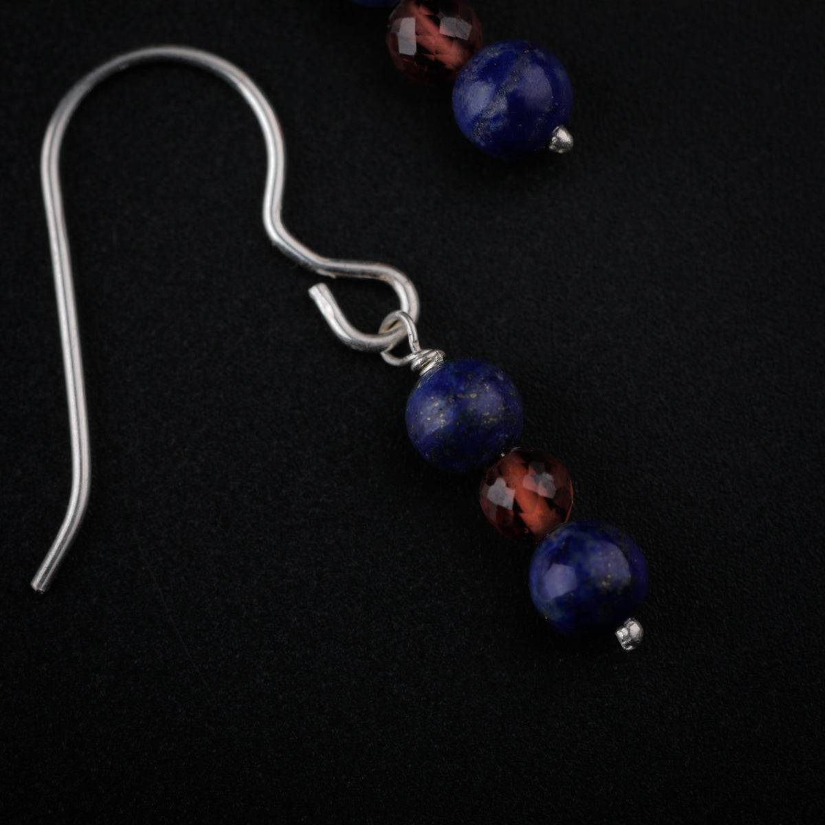 Silver Earrings with Lapis Lazuli and Ruby Stone