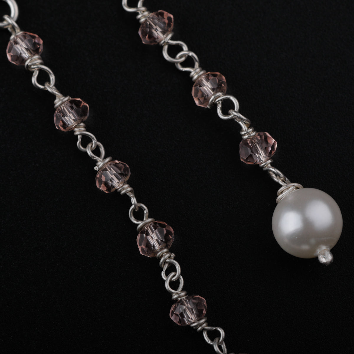 Pearl and Rose Quartz Silver Dangler