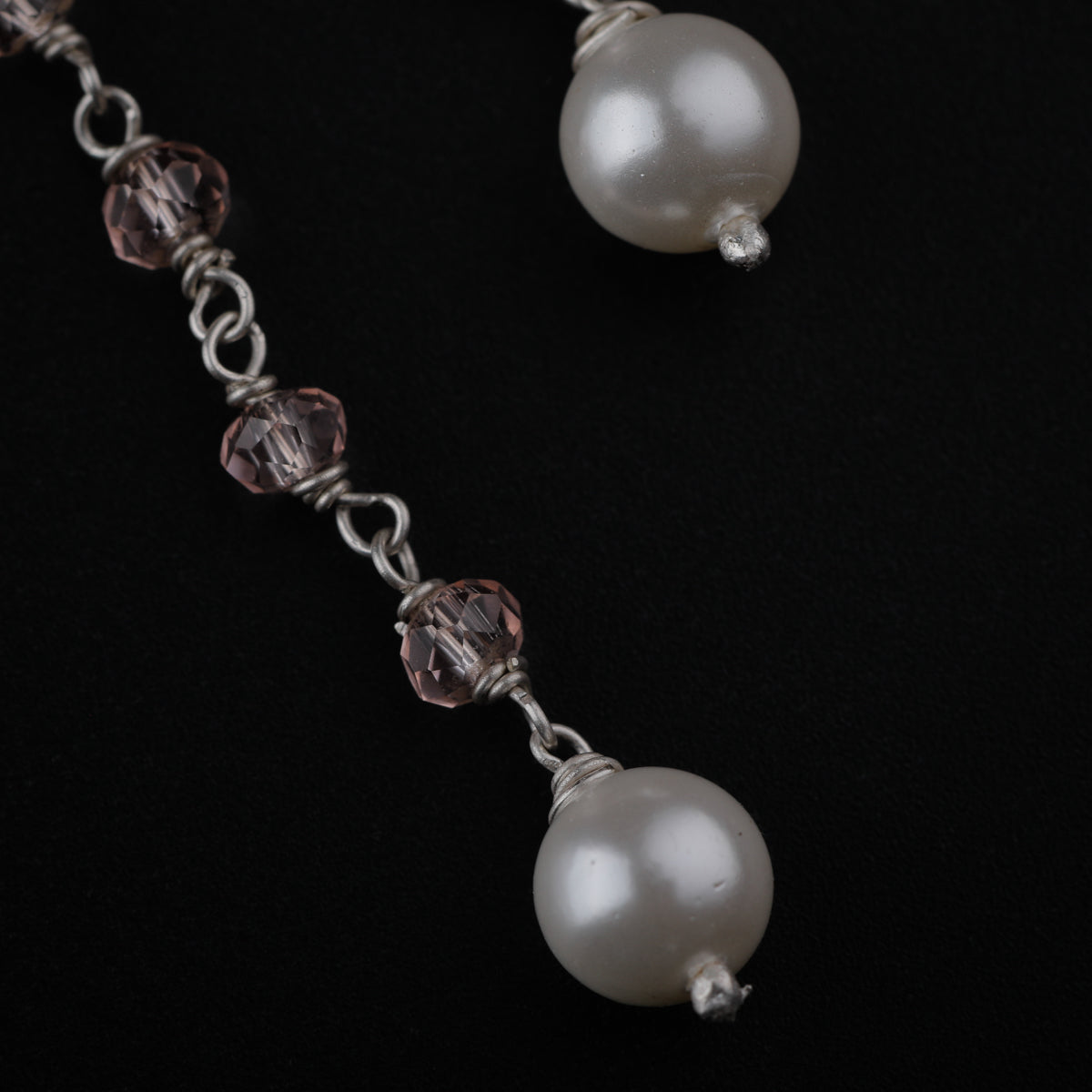 Pearl and Rose Quartz Silver Dangler