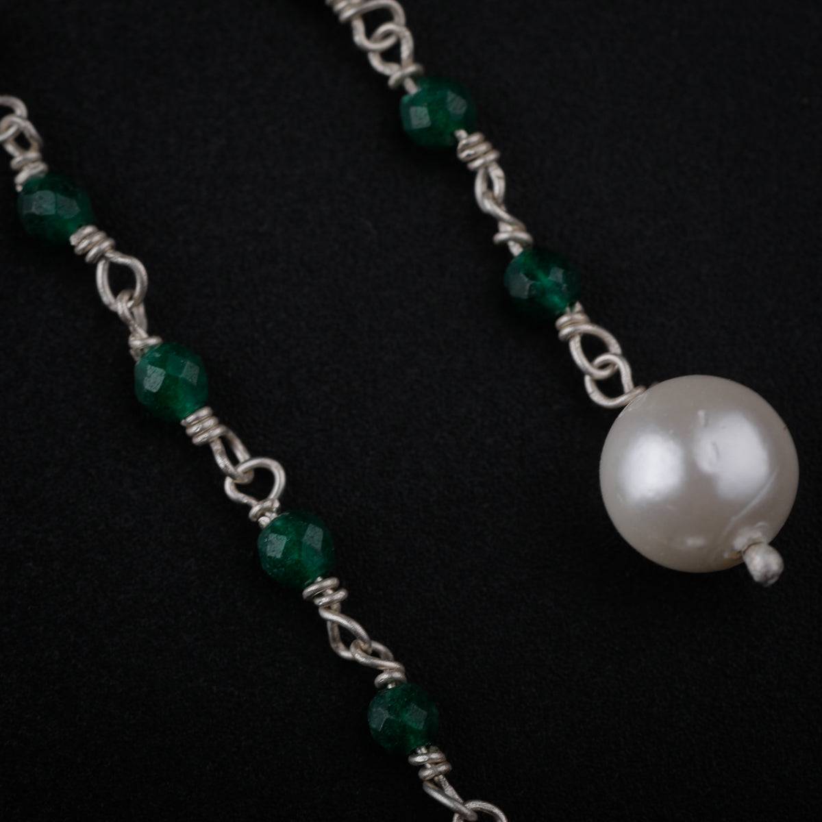 Green Onyx and Pearl Dangler Earrings