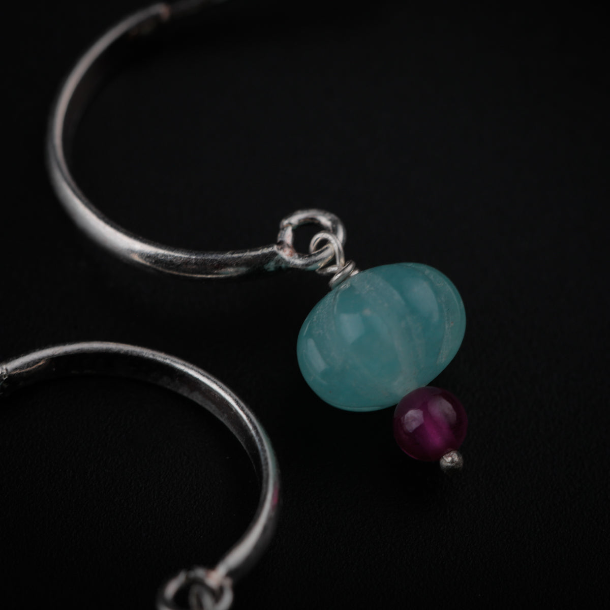 Jade Silver Earring with Ruby Stone