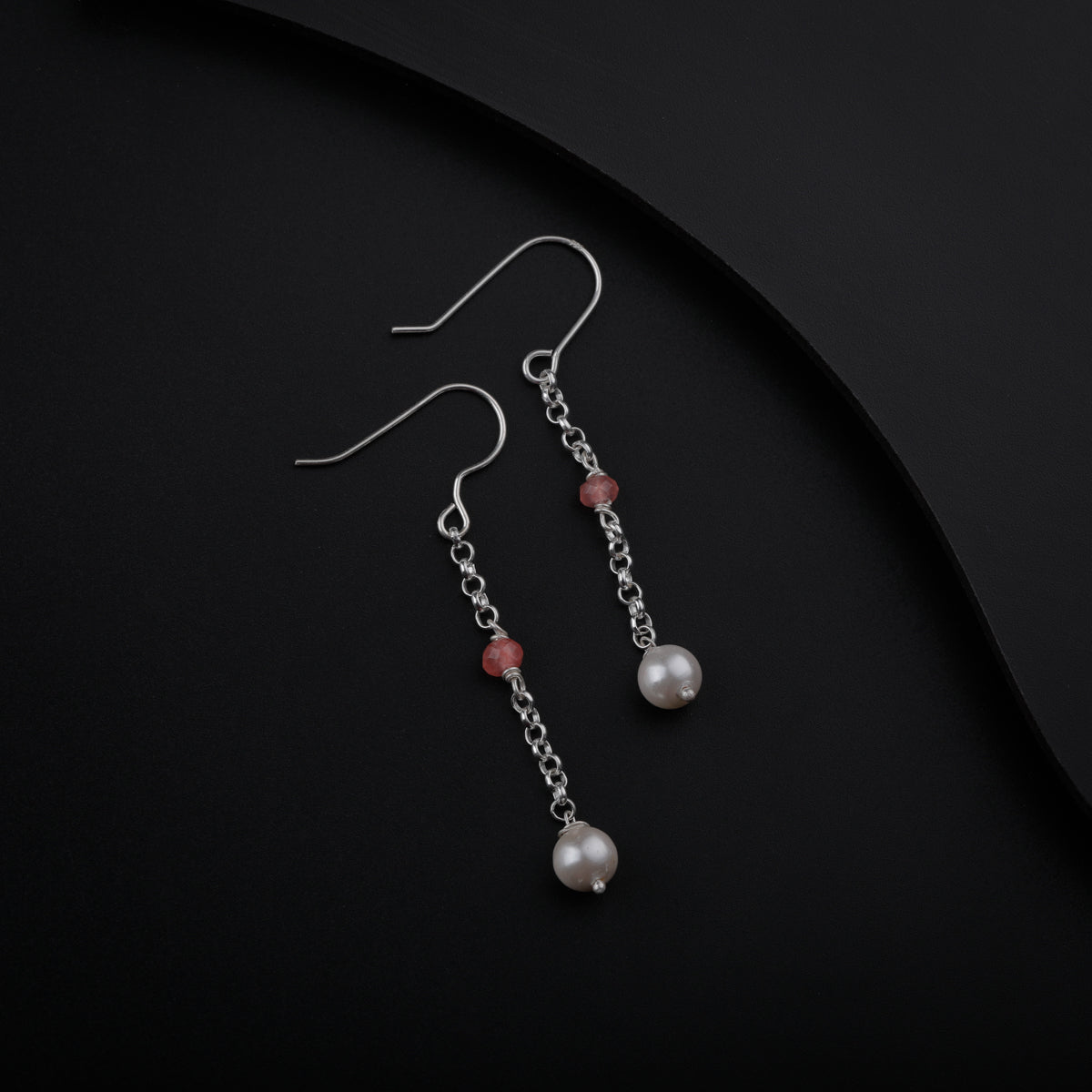 Rose Quartz and Pearl Dangler Earring