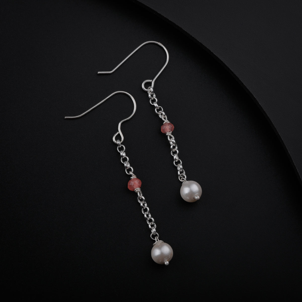 Rose Quartz and Pearl Dangler Earring