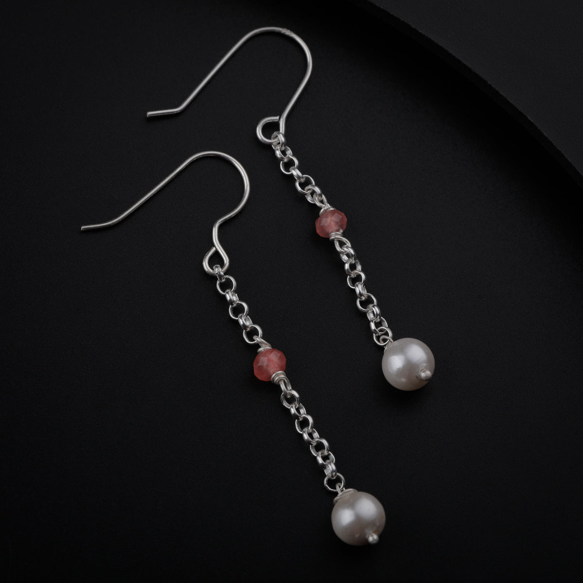 Rose Quartz and Pearl Dangler Earring