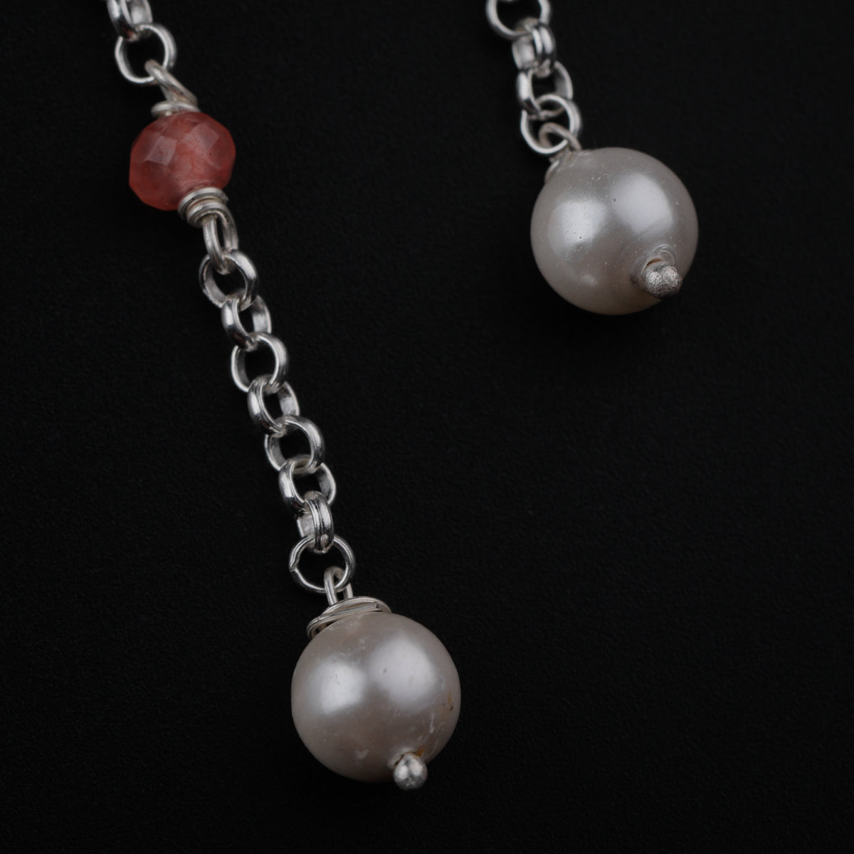 Rose Quartz and Pearl Dangler Earring