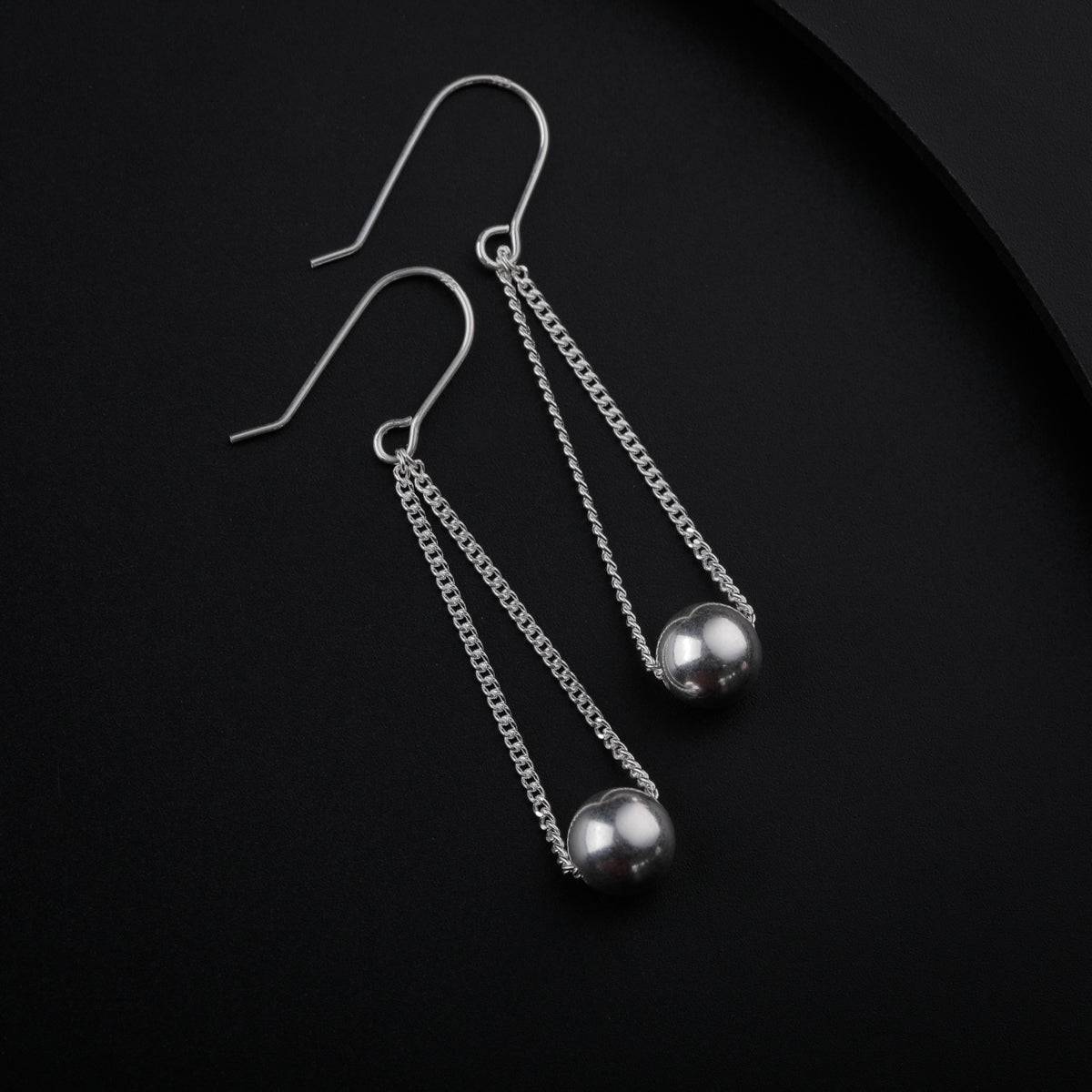 Silver Bead Chain Earring