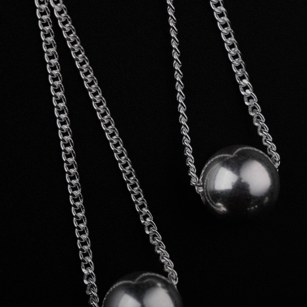 Silver Bead Chain Earring