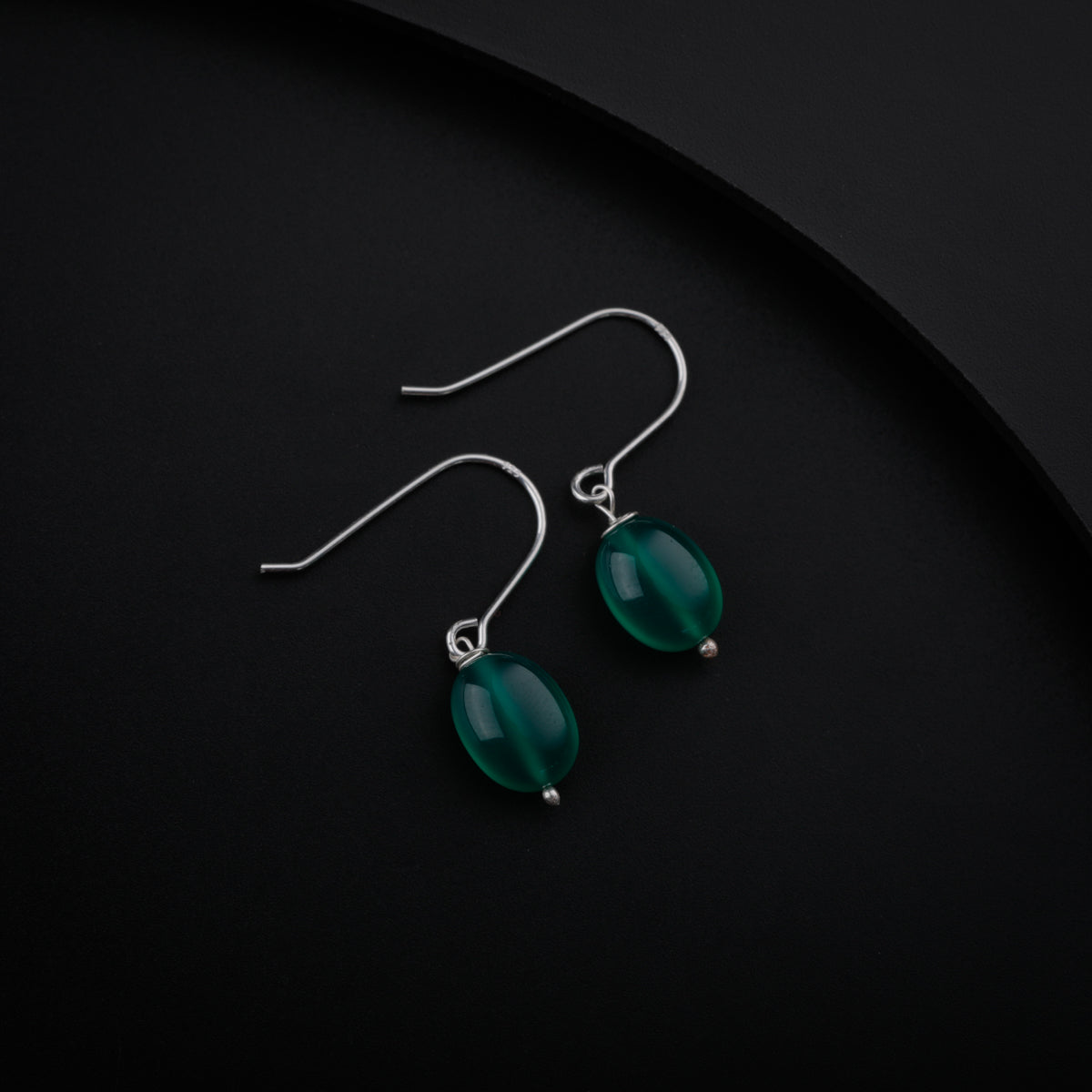 Silver Earring with Green Onyx