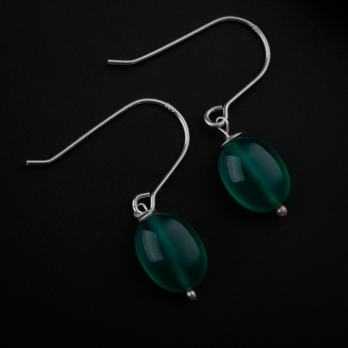 Silver Earring with Green Onyx