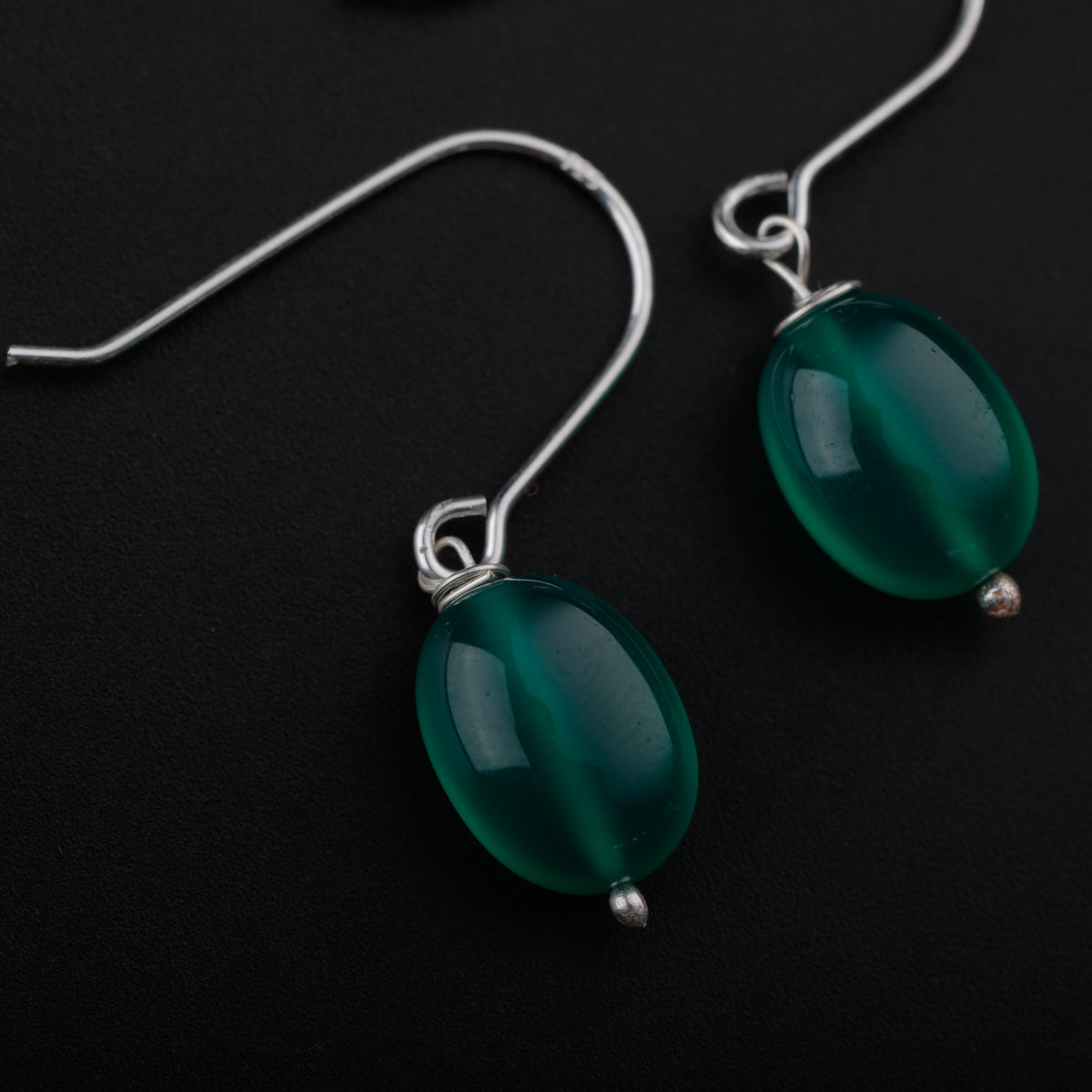 Silver Earring with Green Onyx