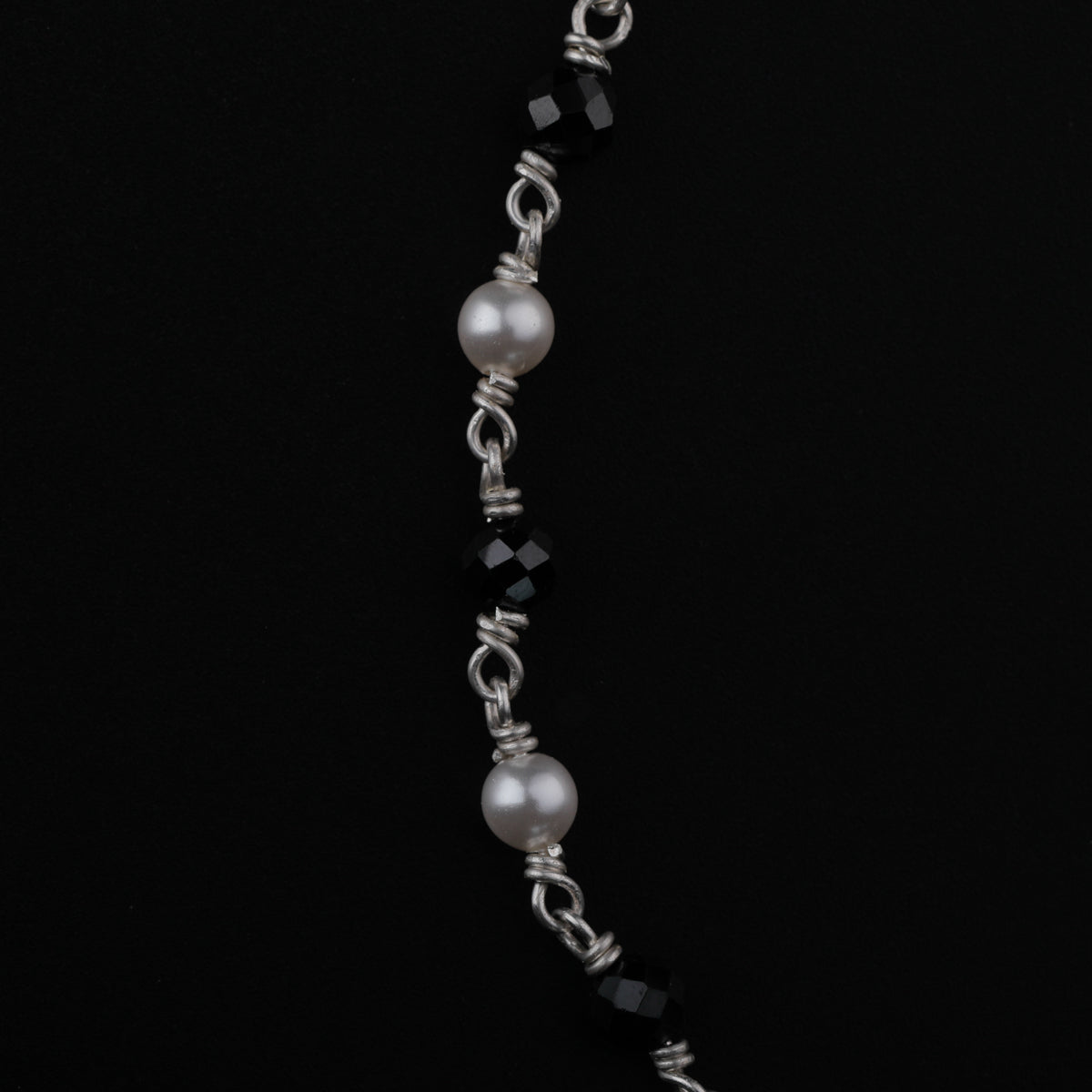 Black Spinel and Pearl Beads Anklet