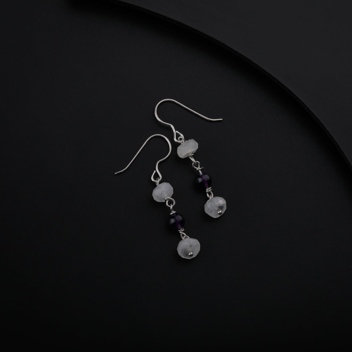 Moonstone and Amethyst Silver Earring