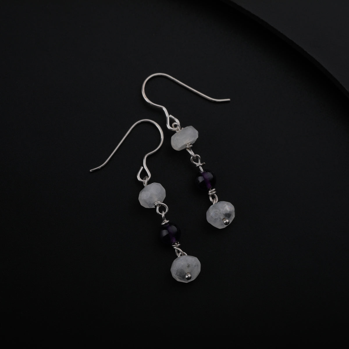 Moonstone and Amethyst Silver Earring