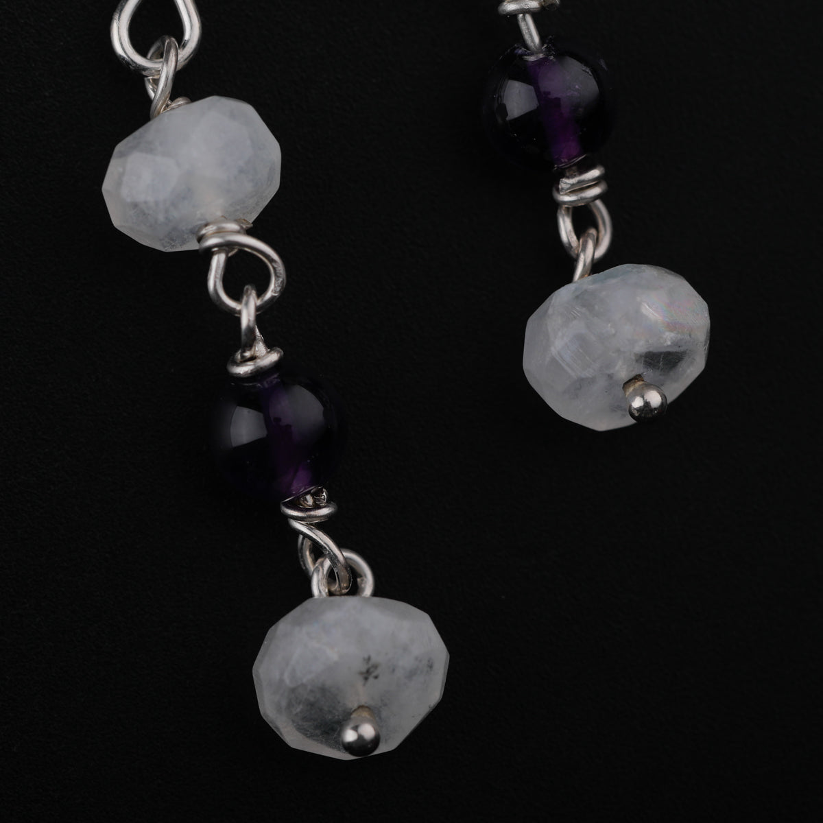 Moonstone and Amethyst Silver Earring