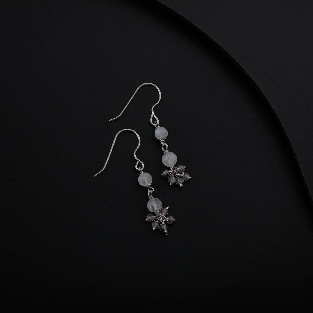 Moonstone and Crystal Silver Earring