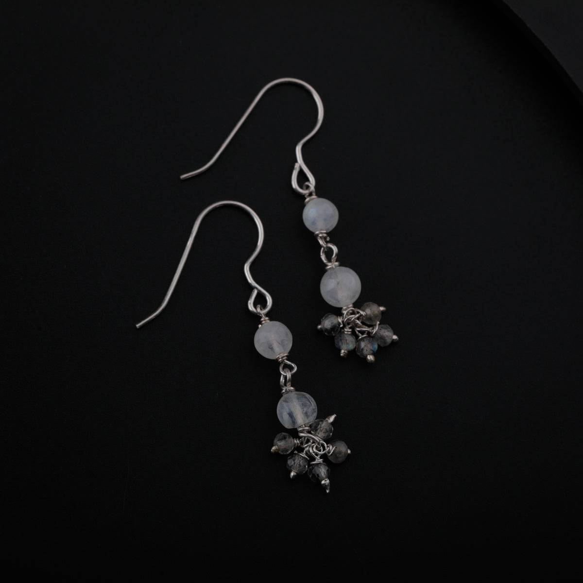 Moonstone and Crystal Silver Earring