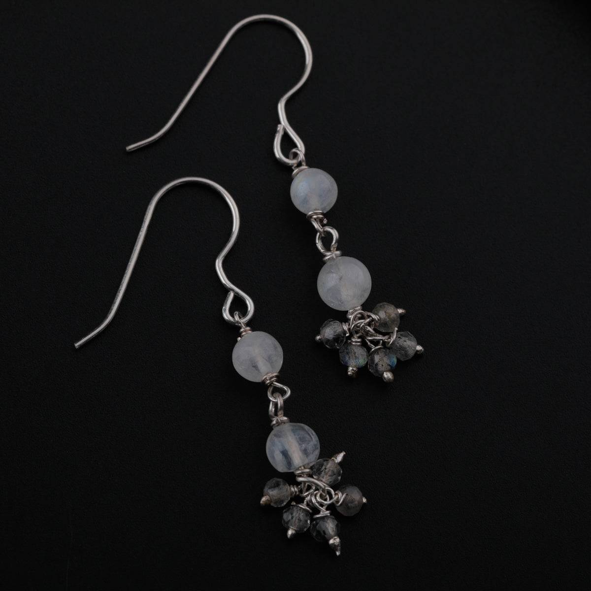 Moonstone and Crystal Silver Earring