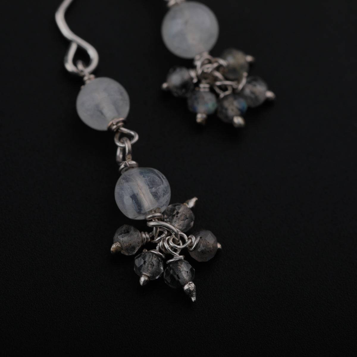 Moonstone and Crystal Silver Earring