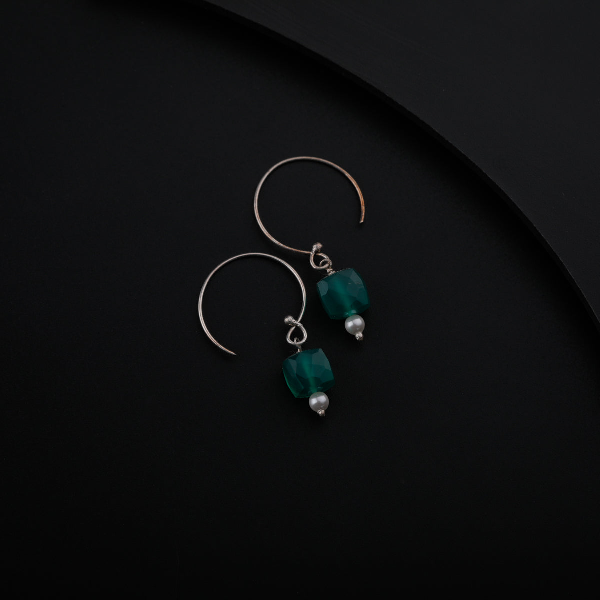 Green Onyx Silver Earring