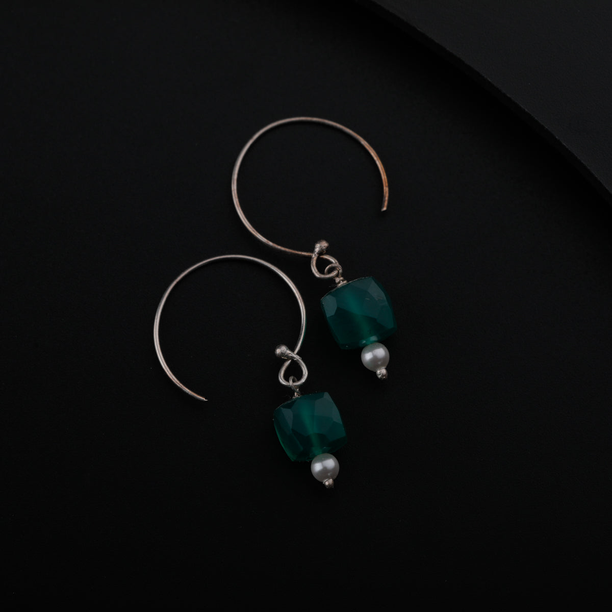 Green Onyx Silver Earring