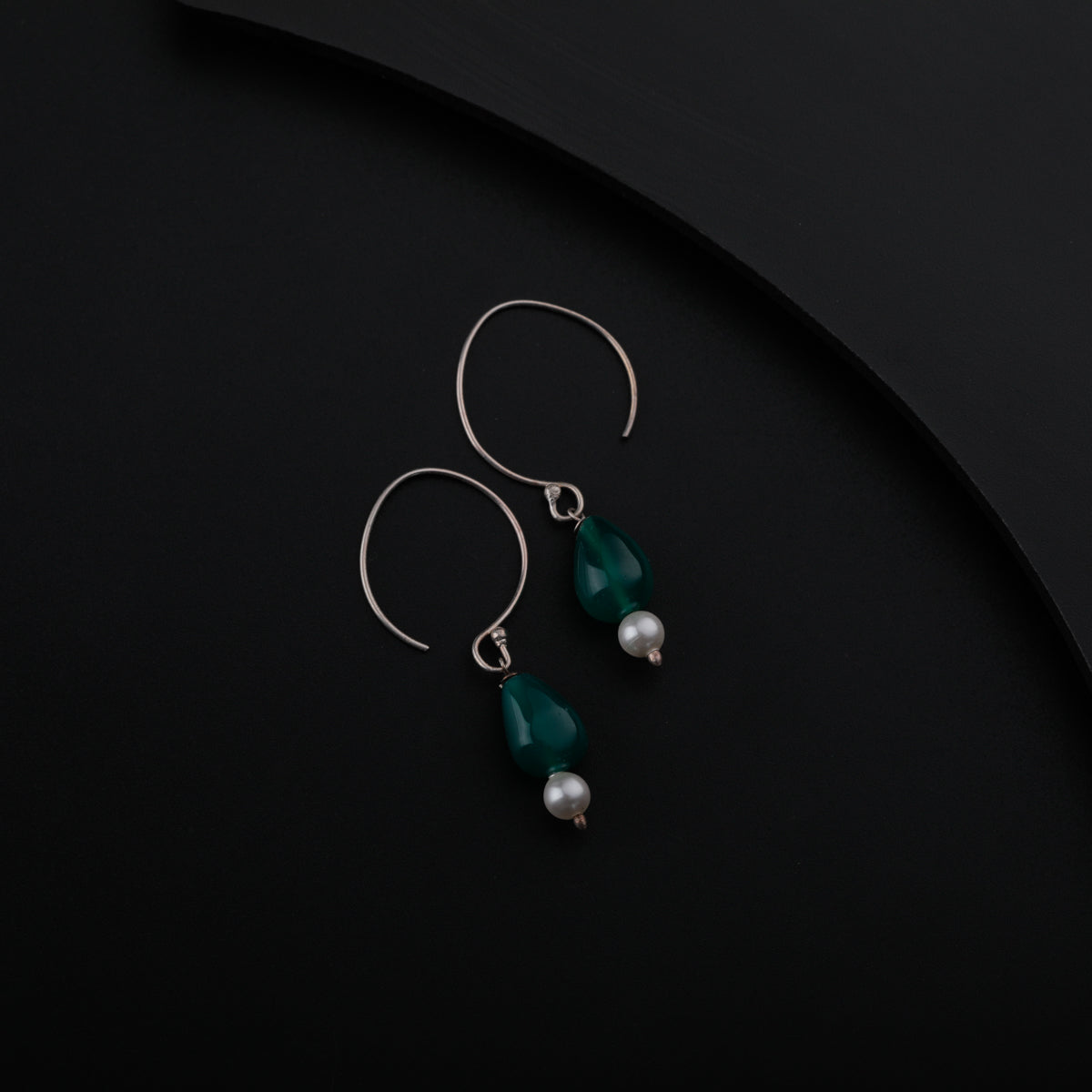 Green Onyx Silver Earring