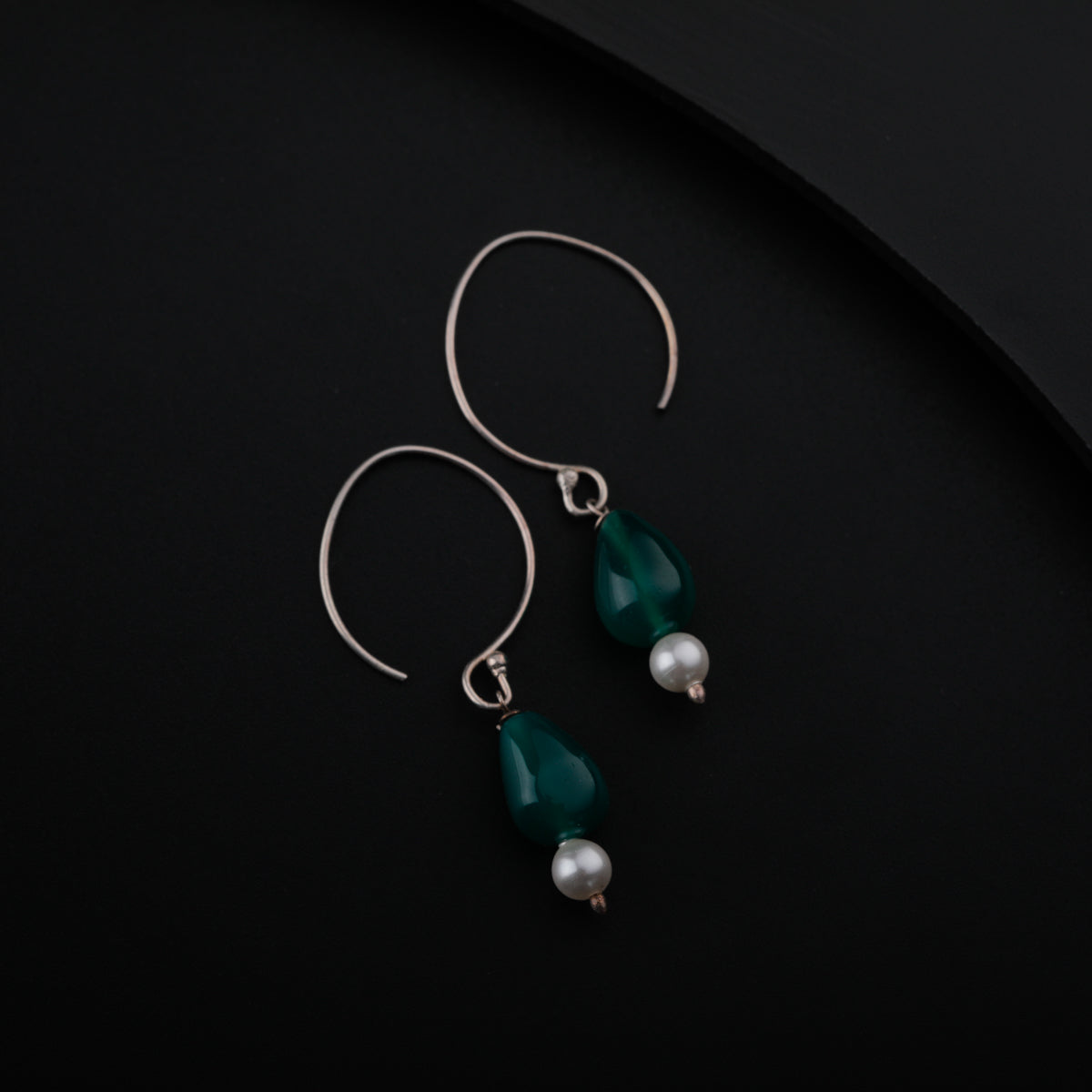 Green Onyx Silver Earring