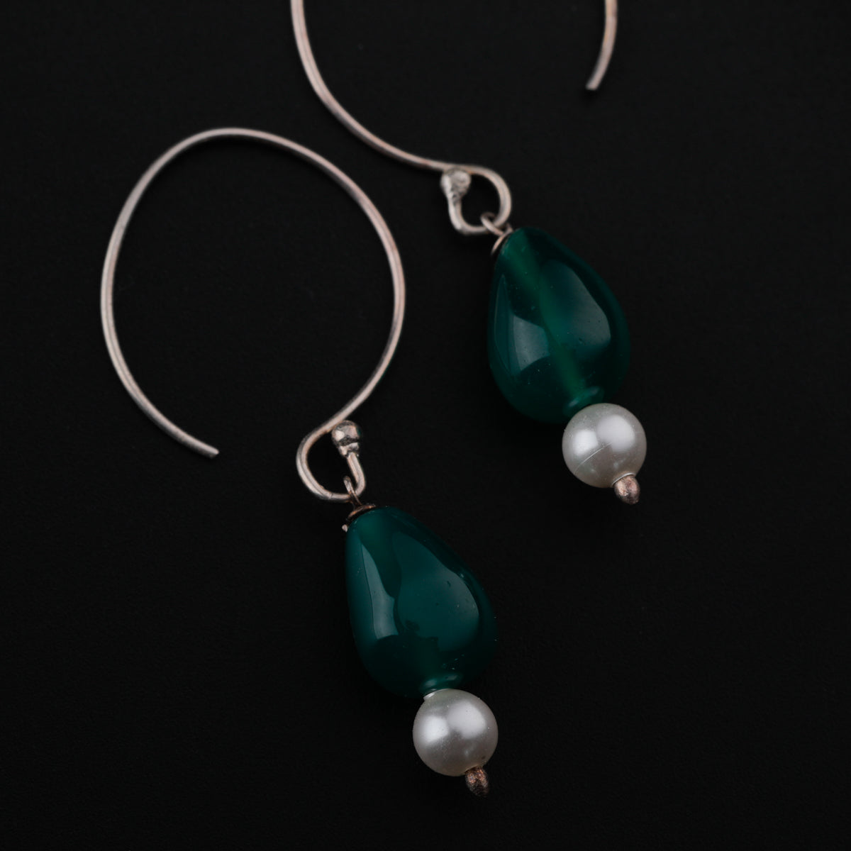 Green Onyx Silver Earring