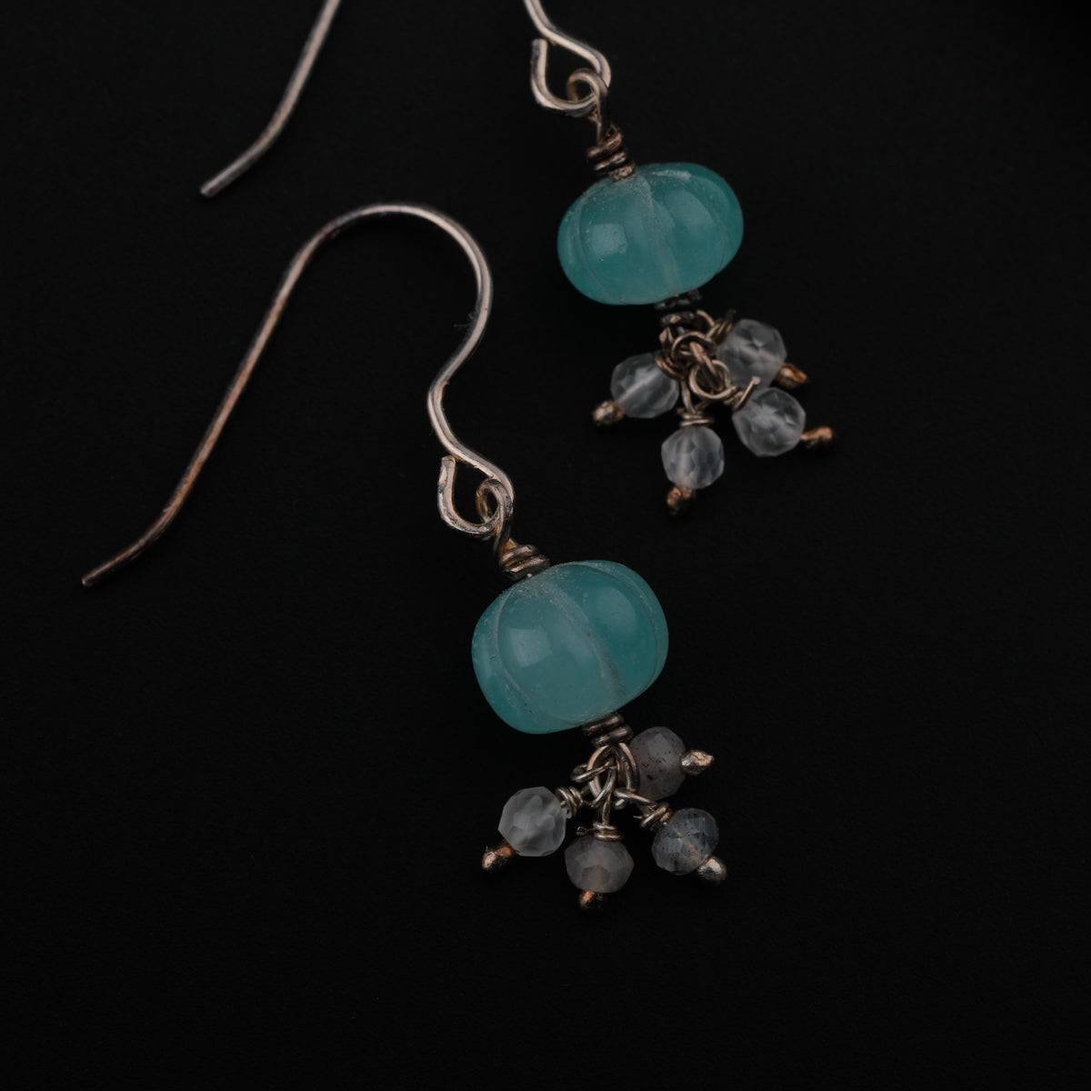 Jade and Crystals Silver Earring