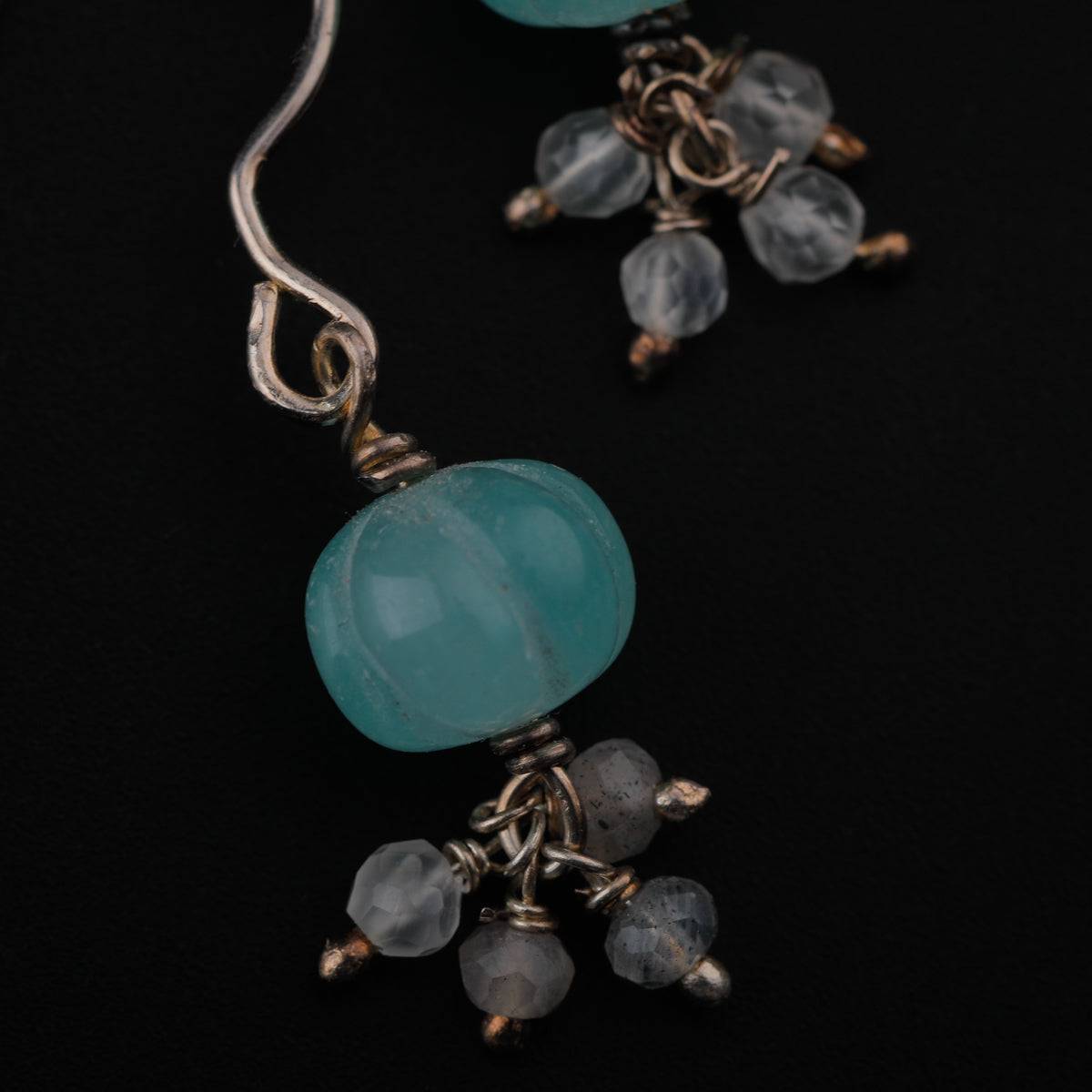 Jade and Crystals Silver Earring