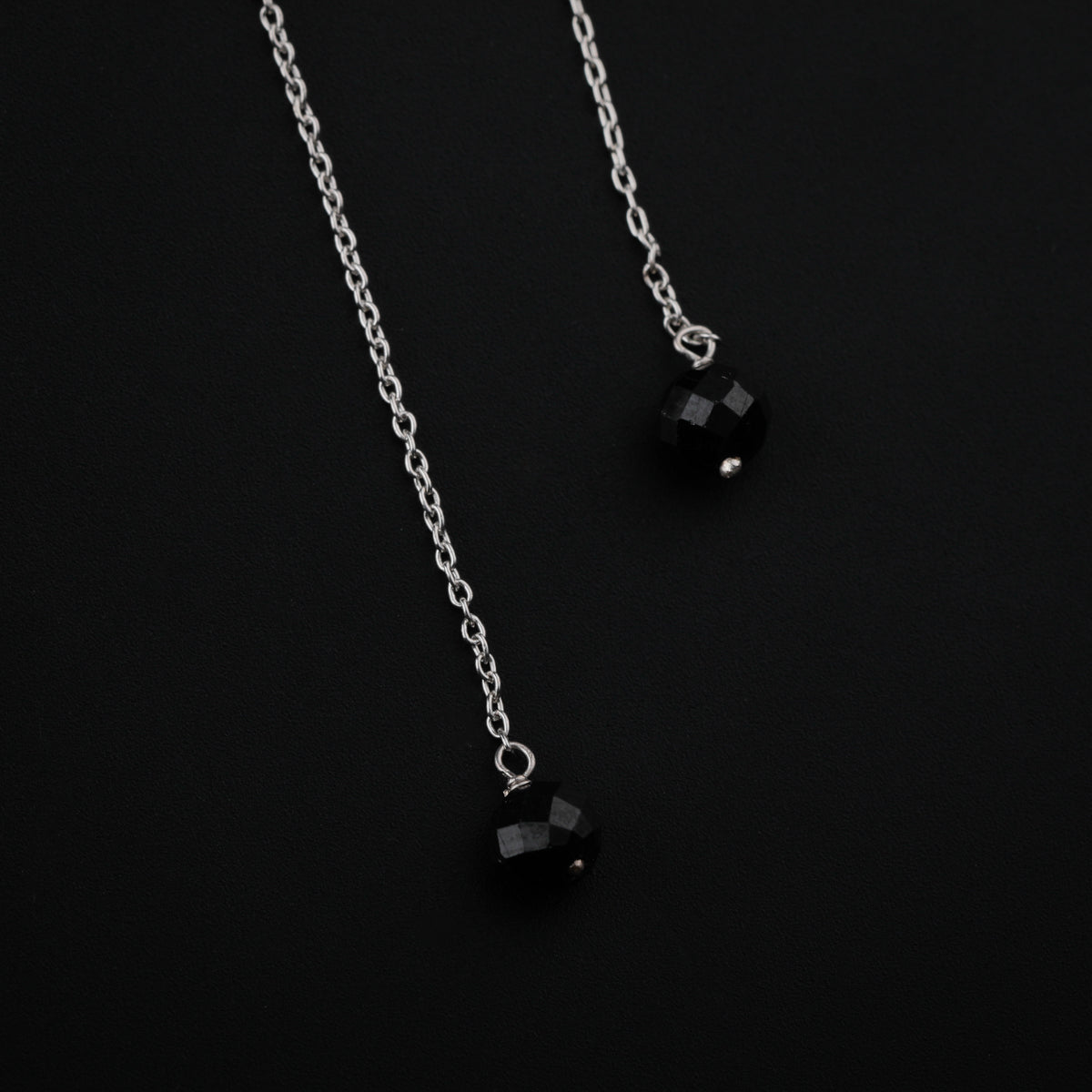 Black Spinel Drop Silver Earring