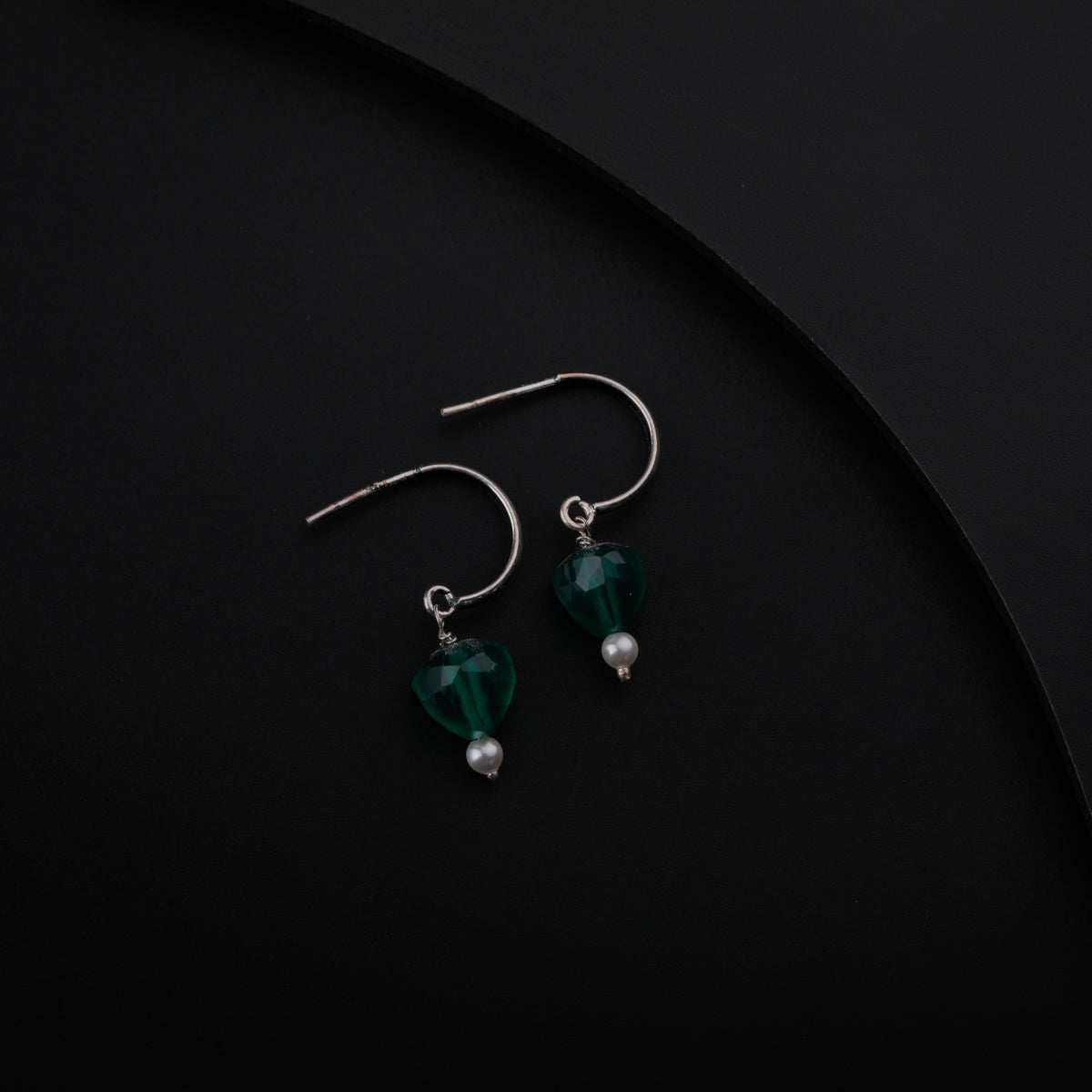 Green Onyx Silver Earring