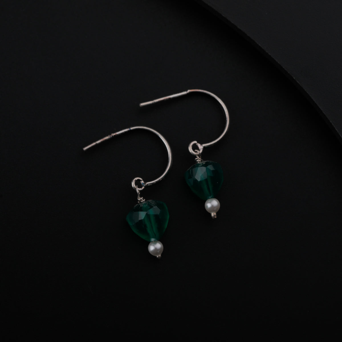 Green Onyx Silver Earring