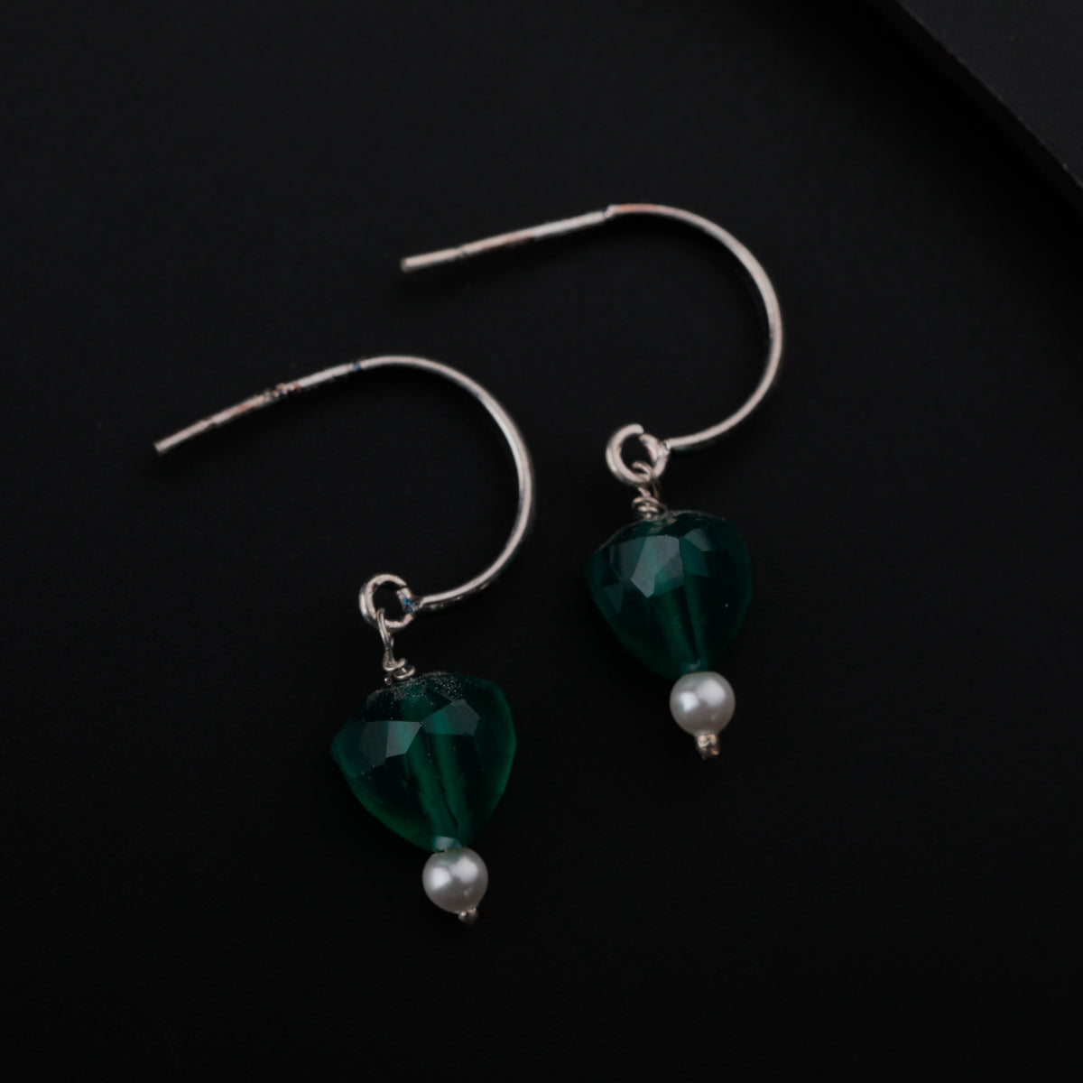 Green Onyx Silver Earring