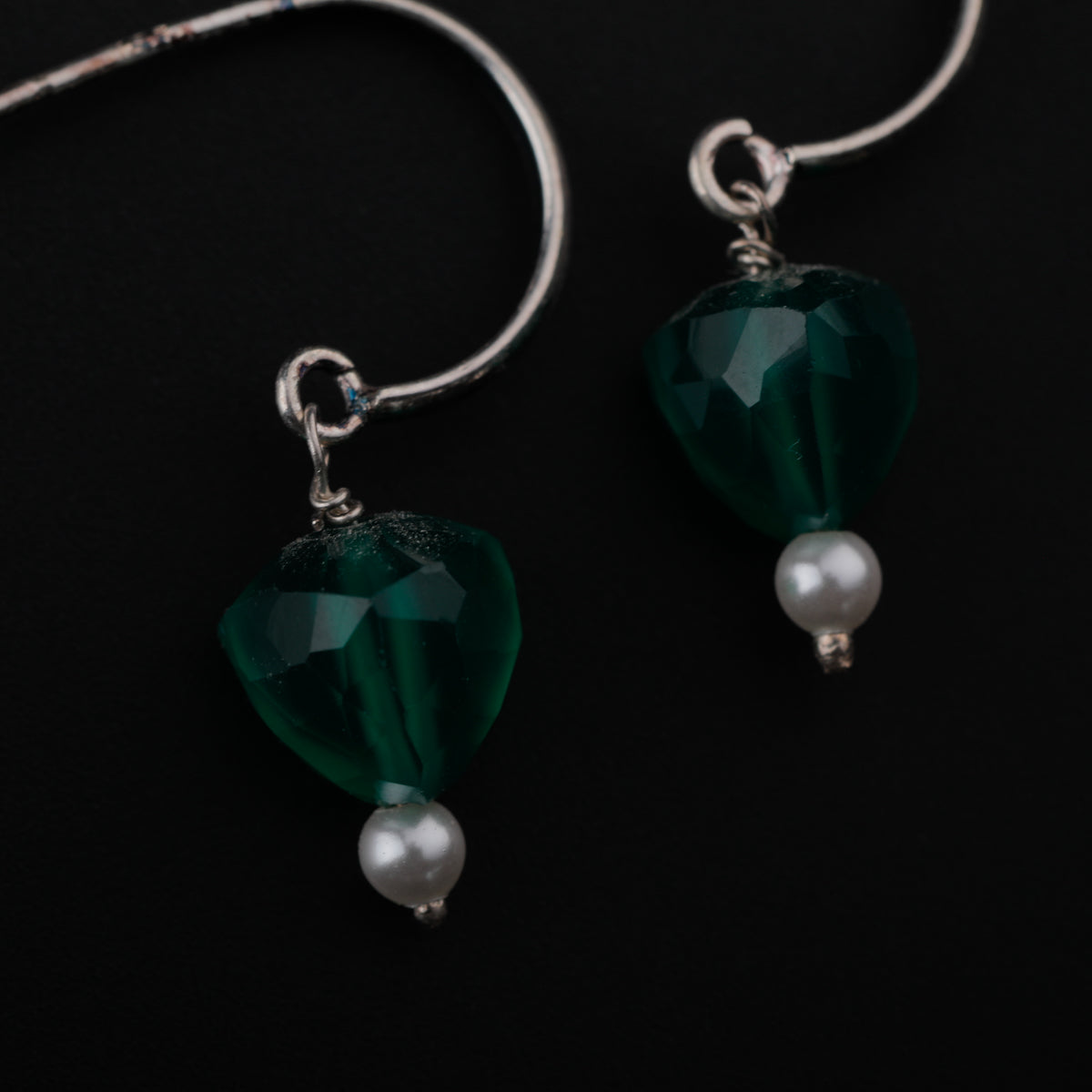 Green Onyx Silver Earring