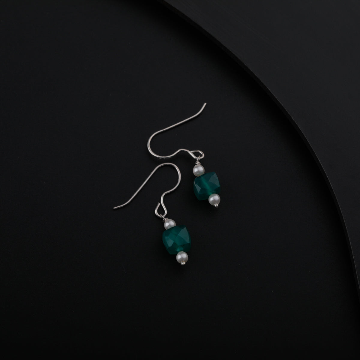 Green Onyx Silver Earring