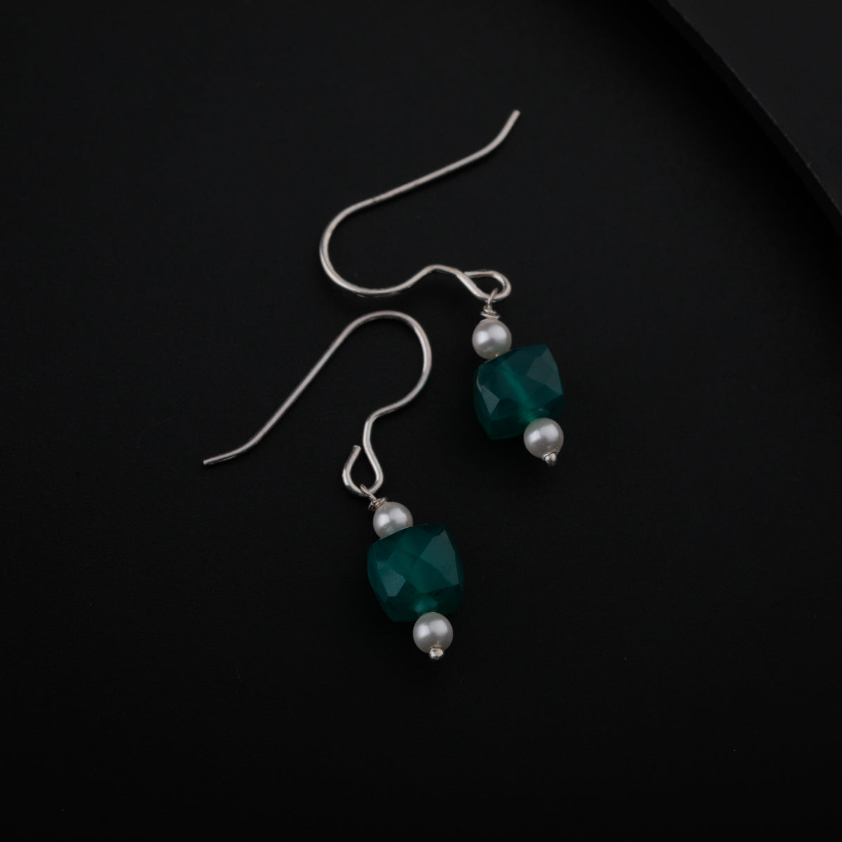 Green Onyx Silver Earring