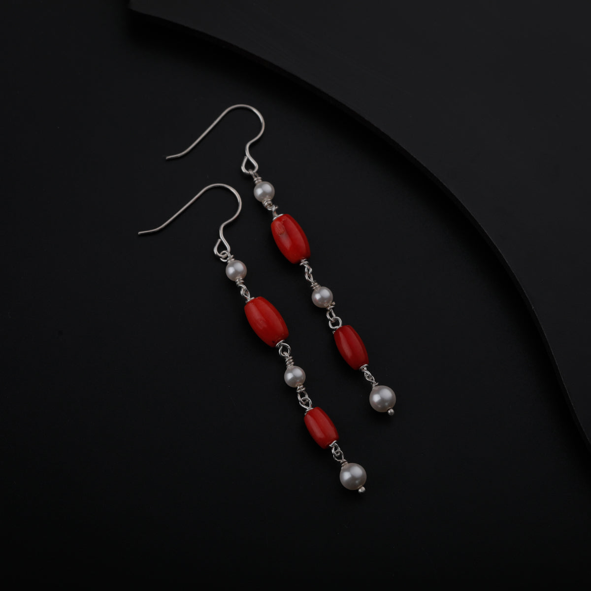 Silver Coral Dangler Earring