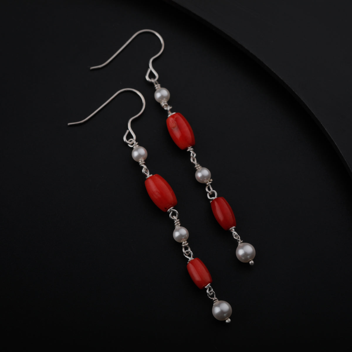 Silver Coral Dangler Earring