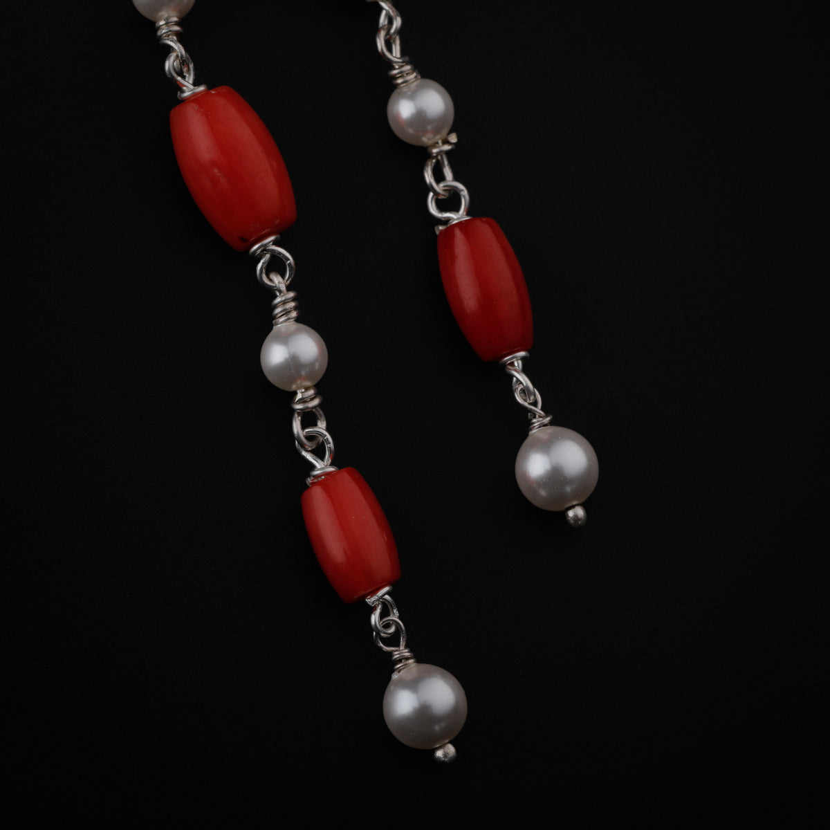 Silver Coral Dangler Earring