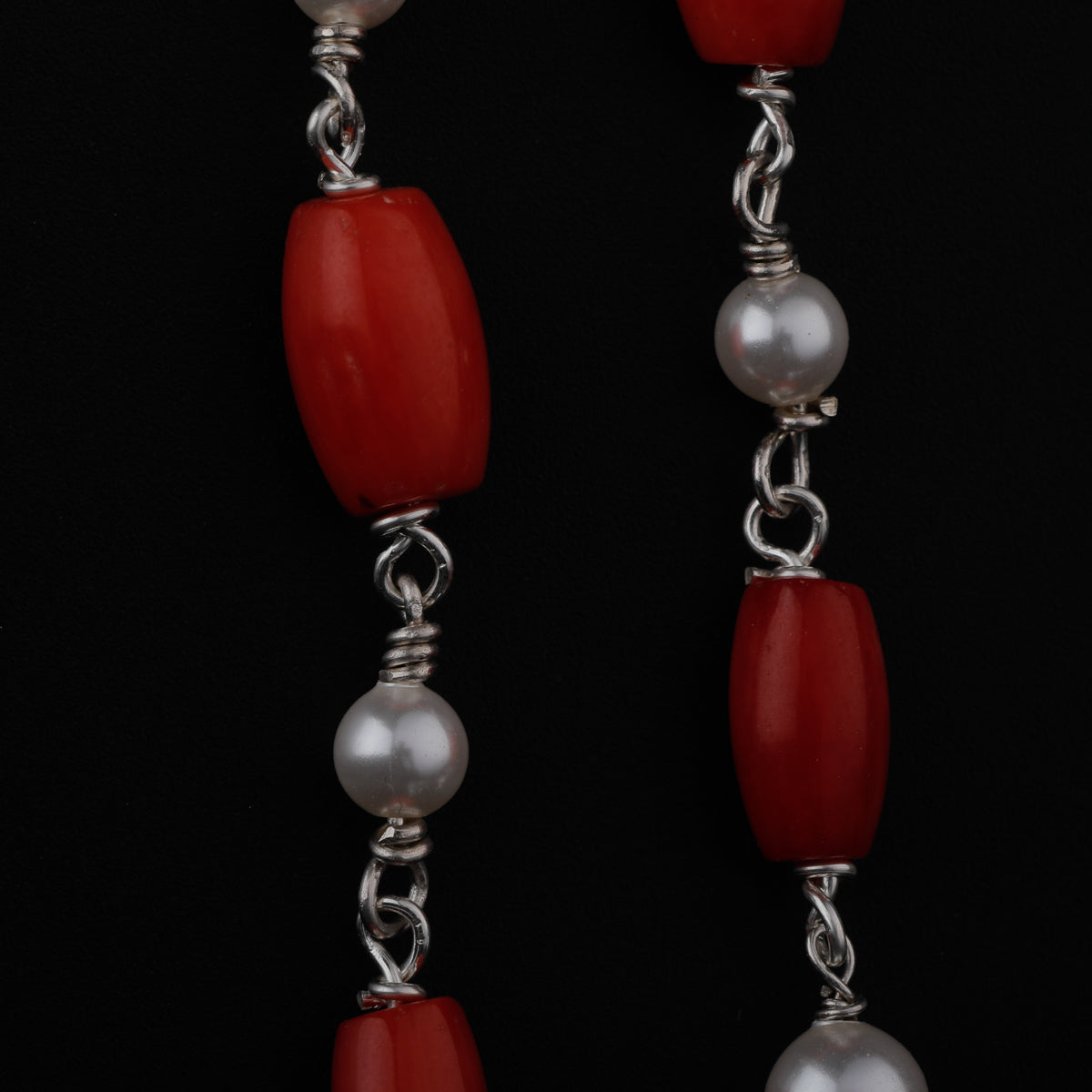 Silver Coral Dangler Earring