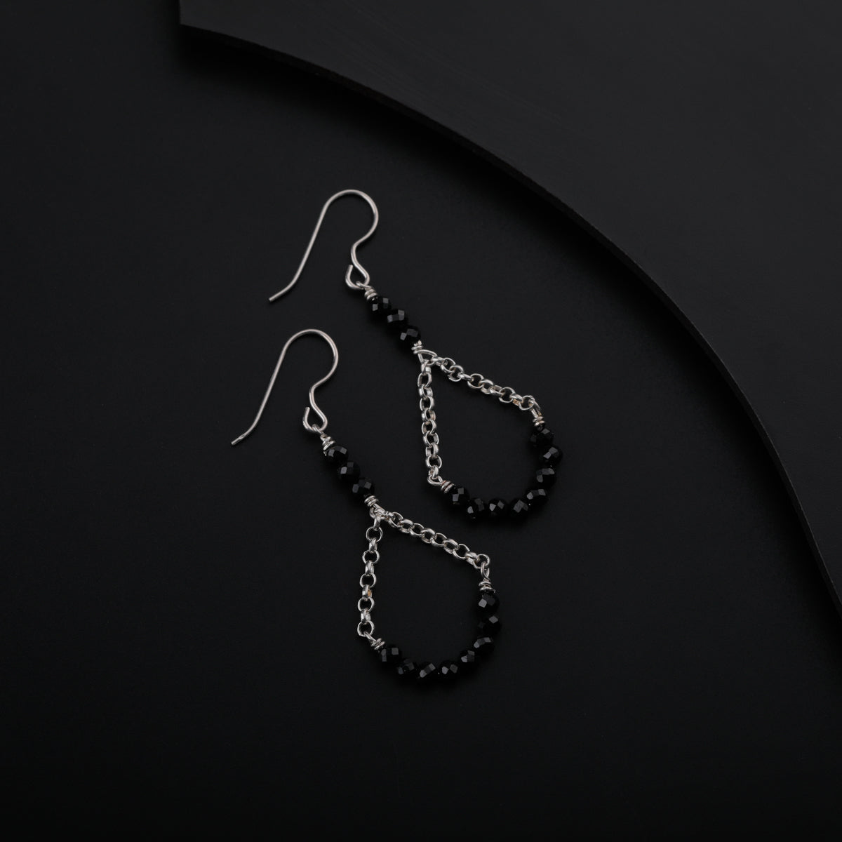 Silver Earring with Black Spinel